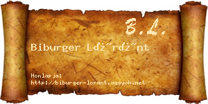 Biburger Lóránt névjegykártya